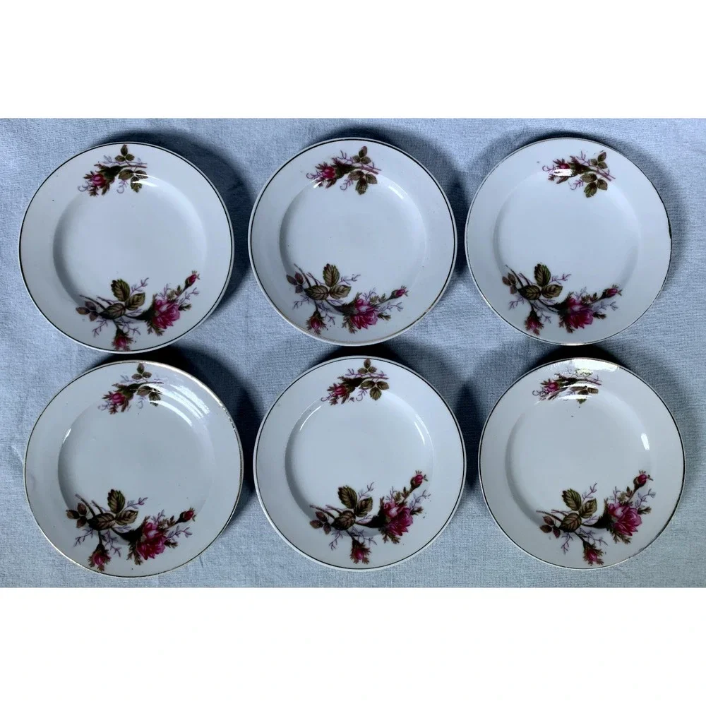 15 Pc Mini Porcelain Moss Rose Dish Set Hand Painted Gold Trim Japan
